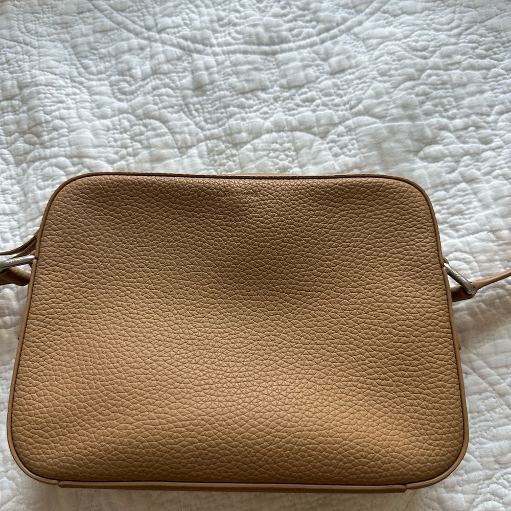 All Saints Tan Crossbody Bag with Textured Leather